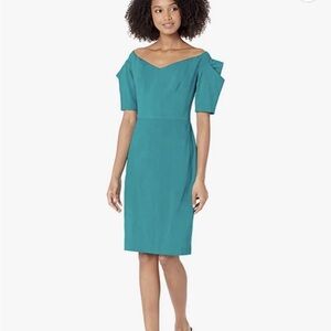 Trina Turk Turquoise Off-Shoulder Midi Dress
